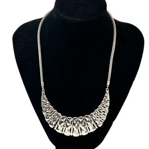 Silver Tone Bib Style Necklace